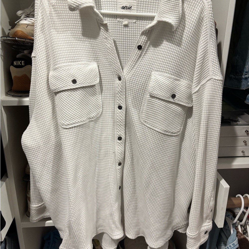 Aerie waffle knit Button-Up Shirt
